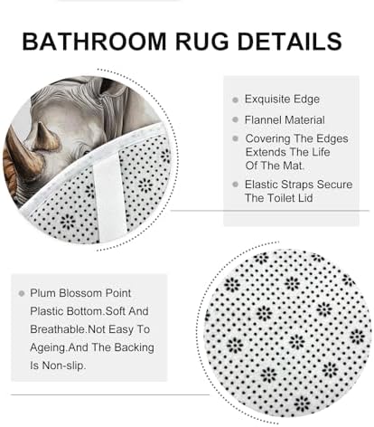 DESIHOM 4PCS Fall Rhinos Pumpkins Shower Curtain Set with Non-Slip Rug and Toilet Lid Cover Mat