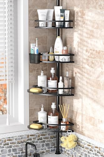 Foukus Tension Pole Shower Caddy Corner 4Tier Organizer