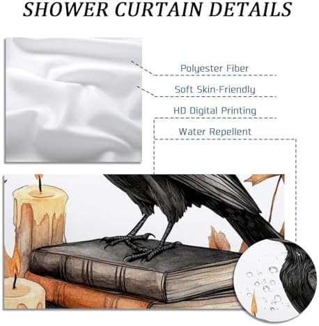 DESIHOM Fall Crow Ravens Bird Shower Curtain Set 72 Inch