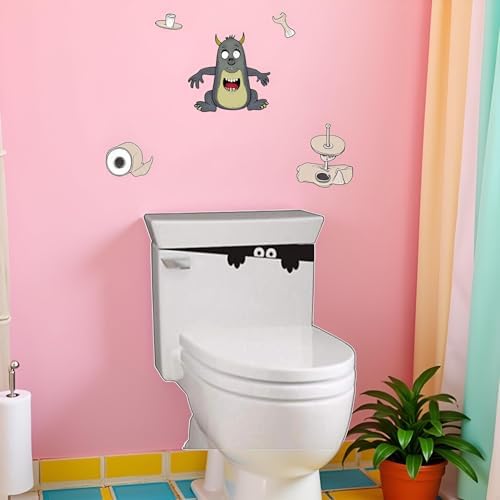 Funny Toilet Lid Decals 3D Monster Design