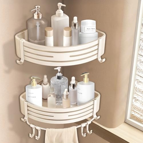 Piker Corner Shower Caddy with Towel Bar and Adhesive Mount