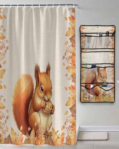 Shower Curtain with 10 Pockets and 3 Hooks