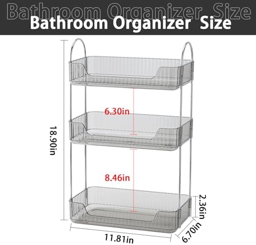 3-Tier Gray Countertop Storage Organizer for Bathroom and Kitchen