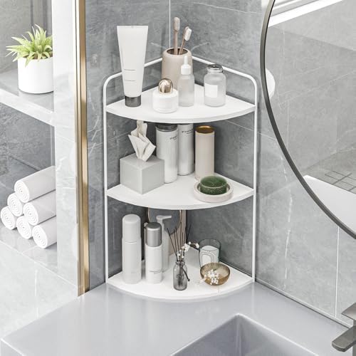 White Corner Counter Organizer for Bathroom