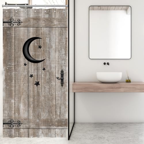 Moon Star Barn Door Shower Curtain Set