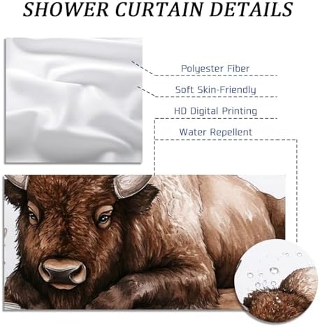 Fall Bisons Pumpkins Decorative Shower Curtain Set