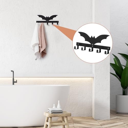 Gothic Bat Wall Decor Towel Rack with 5 Hooks