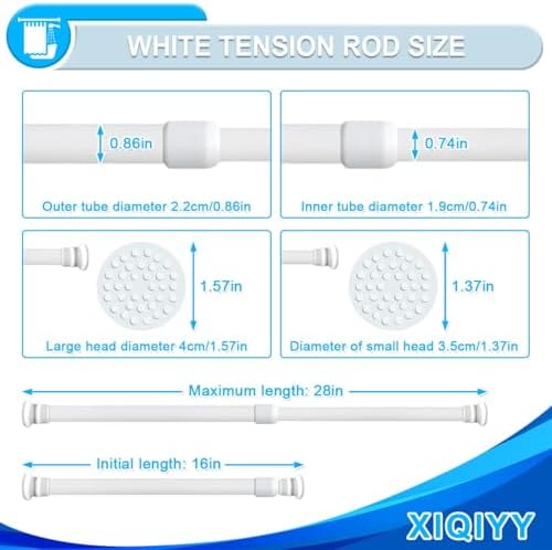 Adjustable Shower Tension Rods 16-28 Inch White