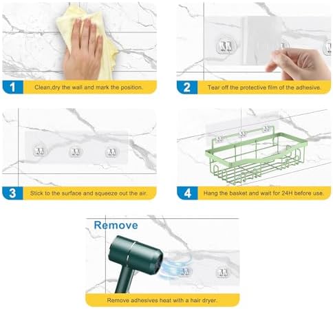 Youvip Adhesive Shower Caddy 5 Pack Set Green