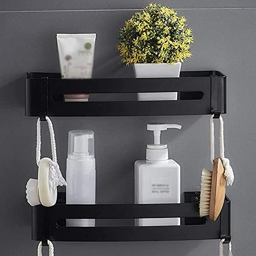 OSKOUR Bathroom Shelves Black Corner Basket Wall Mounted Organizer