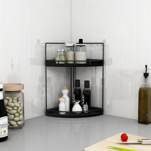 Dorhors 2 Tier Bathroom Organizer Shelf Black