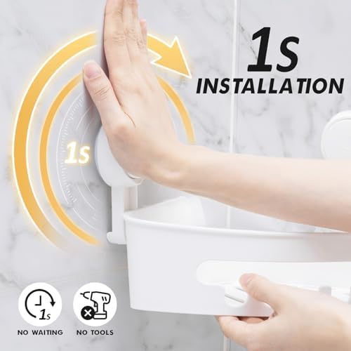 LEVERLOC Corner Shower Caddy Suction Cup White