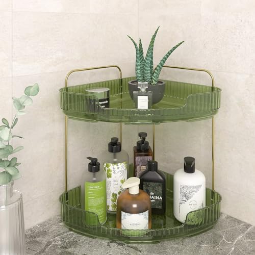 Acrylic Corner Bathroom Tray Organizer Green