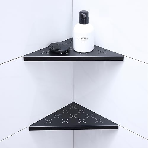 10 Inch Corner Shower Shelf 2 Pack Matte Black Stainless Steel