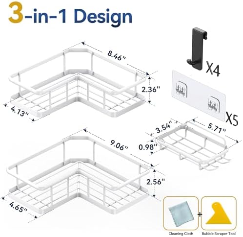 Yasonic Corner Shower Caddy Organizer 3-Pack