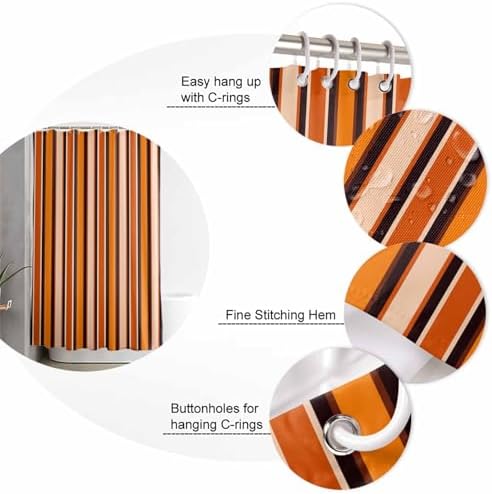 Vintage Striped 4 Piece Shower Curtain Set