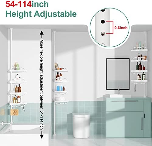 COCONUT Tension Shower Caddy with 4 Adjustable Shelves