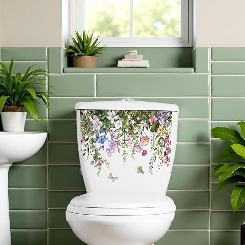 Galepromot Plant Leaves Toilet Lid Stickers Self-Adhesive Decals