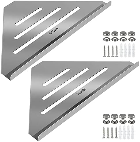 2 Pcs 304 Stainless Steel Corner Shelf with Screws