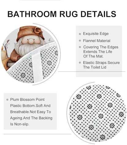 DESIHOM 4PCS Fall Gnome Shower Curtain Set with Hooks and Accessories