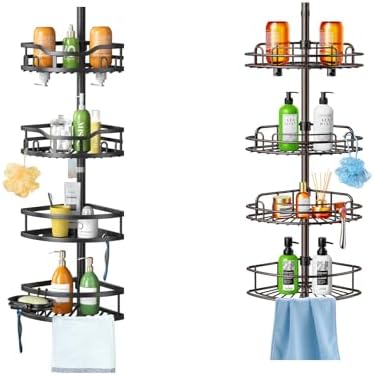 HAMITOR Corner Shower Caddy Tension Pole 4-Tier Adjustable 1