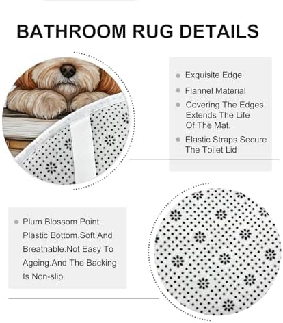 DESIHOM 4PCS Fall Cavachon Shower Curtain Set with Non-Slip Rug and Hooks