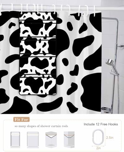 ZFUNCING Shower Curtain Set with Hooks and Organizer 1
