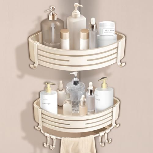 Piker Corner Shower Caddy with Towel Bar and Adhesive Mount