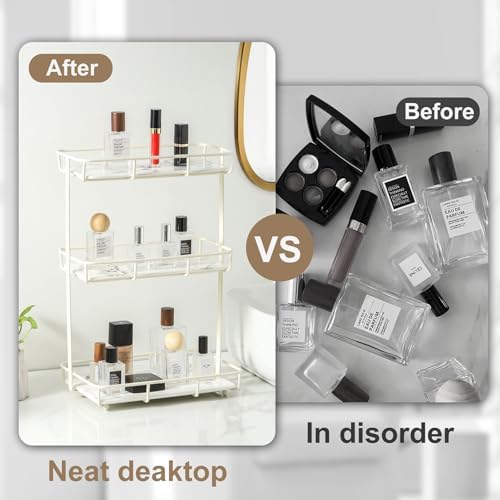 Dobbyby Bathroom Organizer Stainless Steel Gold Shelf White Marble Ceramic Tray
