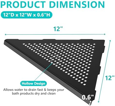 2 Pack Corner Bathroom Shelf Recessed 12 Shower Shelf Matte Black SUS304 Stainless Steel