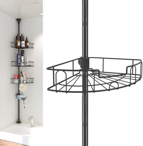 Adjustable Shower Caddy with 4 Shelves and Tension Pole