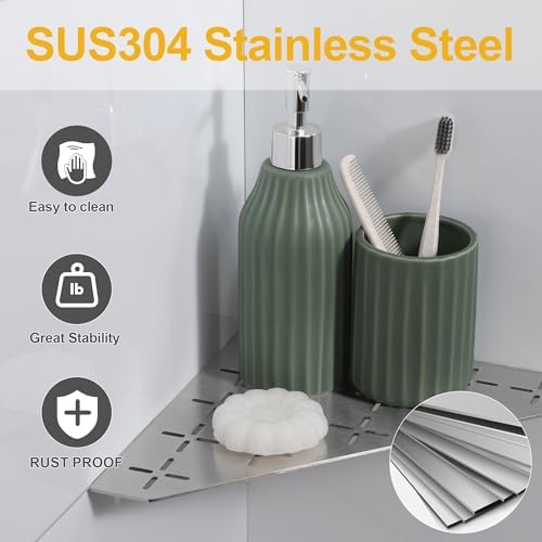 Recessed Corner Shower Shelf 2 Pack Cross-Brushed Stainless Steel