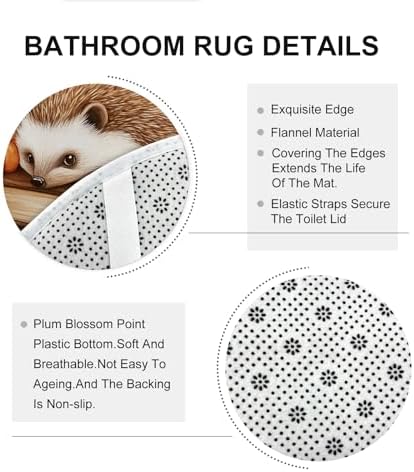 DESIHOM 4PCS Fall Hedgehog Shower Curtain Set with Hooks Bath Mat U Shape and Toilet Lid Cover Mat