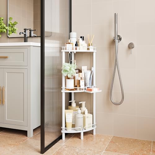 ELYKEN Corner Shower Caddy 3 Tier Rustproof Organizer White