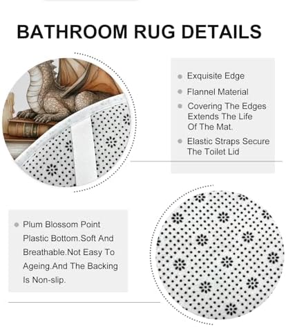 4PCS Fall Dragon Pumpkin Shower Curtain Set with Hooks Non-Slip Rug U Shape Cover and Toilet Lid Mat