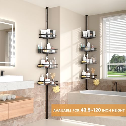 Foukus Tension Pole Shower Caddy Corner 4Tier Organizer