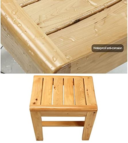 Wooden Shower Bench with 2-Tier Seat and Storage