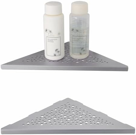 WELLUP Brushed Nickel 10 Inch Corner Shower Shelf 2 Pack No Drilling