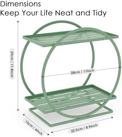 Green Perfume Organizer for Vanity 2-Tier Bathroom Counter Storage
