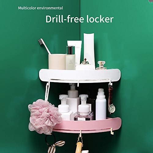 Green Plastic Corner Shelf Organizer With Hooks And Magic Tape