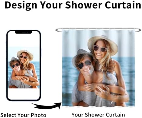 Custom Shower Curtain with 12 Hooks Waterproof Funny Photo Design for Bathroom