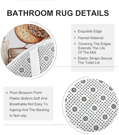 DESIHOM 4PCS Fall Quail Bird Shower Curtain Set with Hooks and Non-Slip Rug