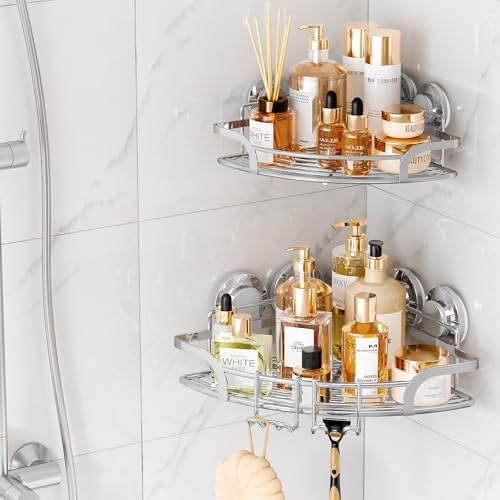 TAILI Powerful Suction Cup Corner Shower Caddy 2 Pack