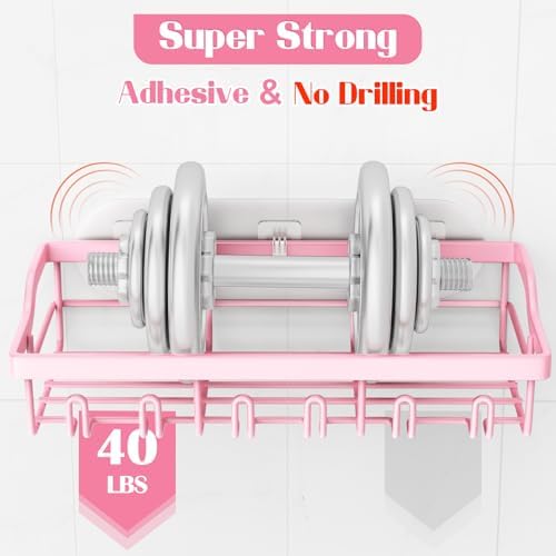3 Pack Pink Shower Caddy Organizer Set No Drilling