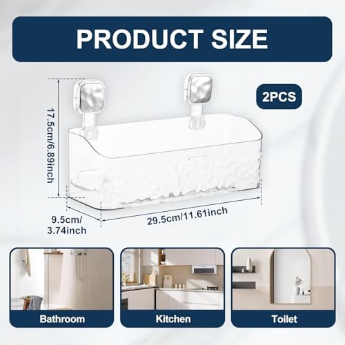 2 Pcs Adhesive Shower Caddy Large Capacity Organizer for Bath