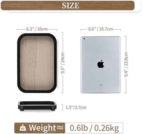 Hanobe Bathroom Vanity Perfume Tray - Black Rectangular Wood Stand Riser for Home Decor