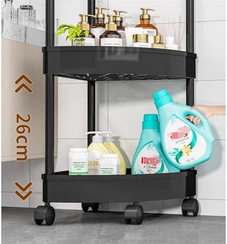 4 Tier Corner Shelf Stand with Wheels Black