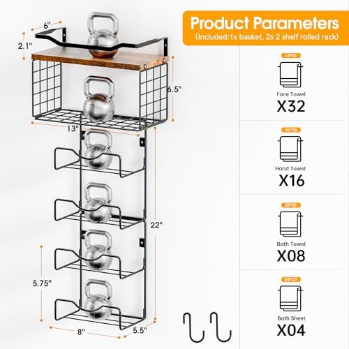 LIDTOP 6 Tier Towel Rack with Floating Shelves