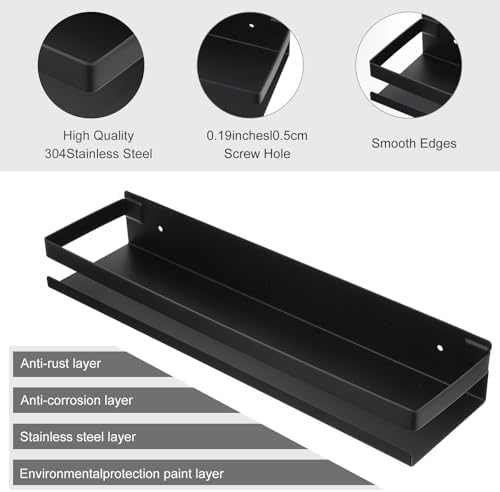 2 Piece Stainless Steel Floating Shower Shelf Organizer with Hidden Screws