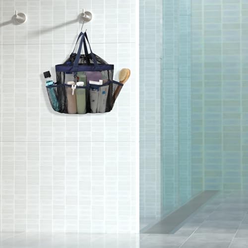 F-color Mesh Shower Caddy with Drawstring and 7 Pockets 1